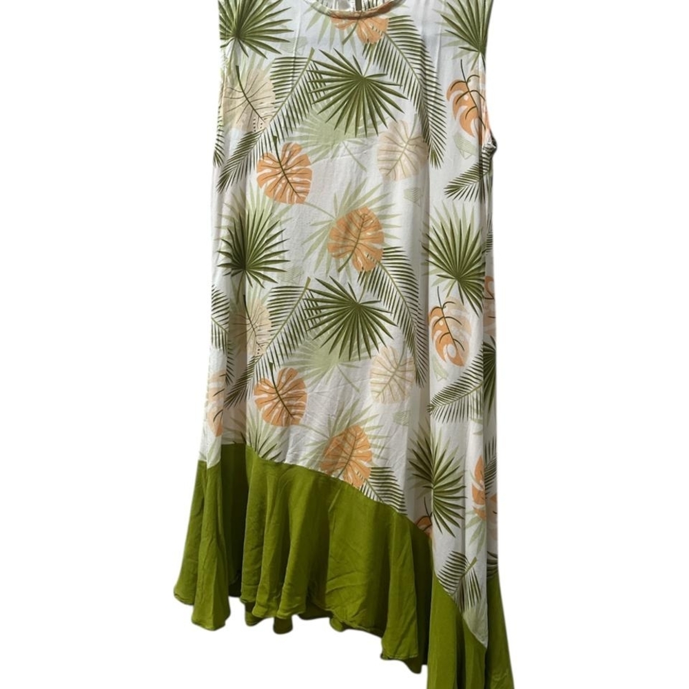 Tropical Green and White Sleeveless Dress